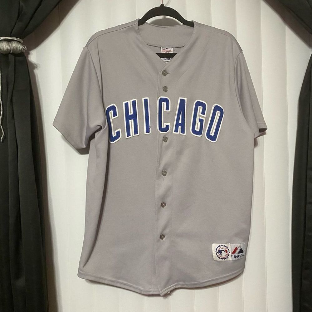 Chicago Cubs #22 Mark Prior Majestic Gray Away Button Down Jersey MLB G12.